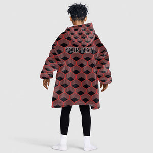 Personalized Kenya Athletics Kid Wearable Blanket Hoodie Black Jersey - African Pride