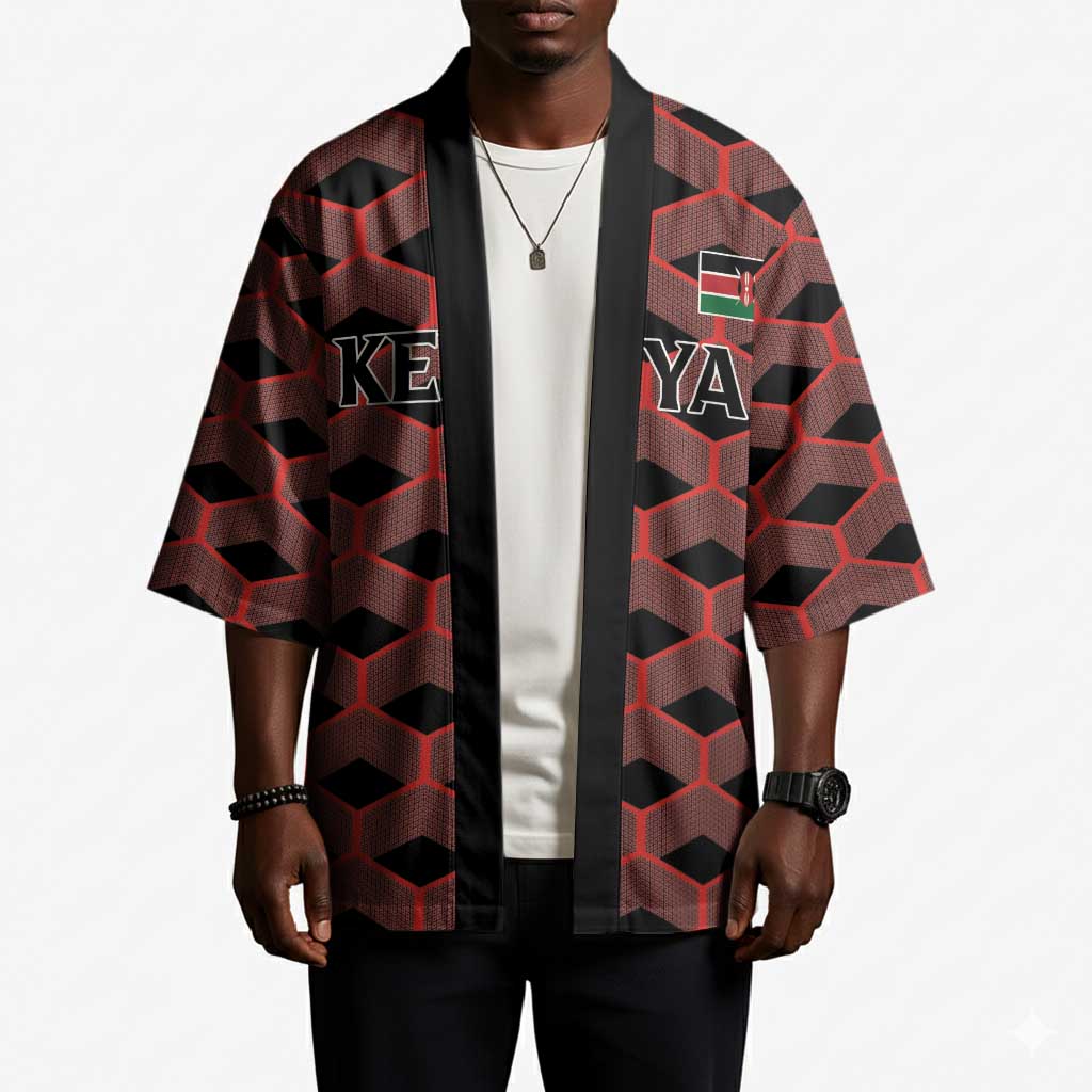 Personalized Kenya Athletics Black Jersey Kimono