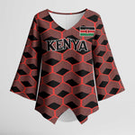 Personalized Kenya Athletics Black Jersey Kimono Sleeve Blouse