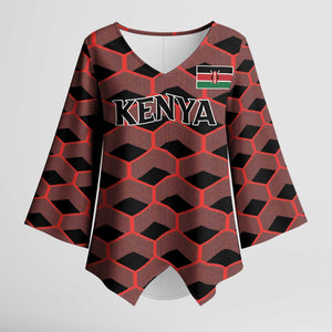 Personalized Kenya Athletics Black Jersey Kimono Sleeve Blouse