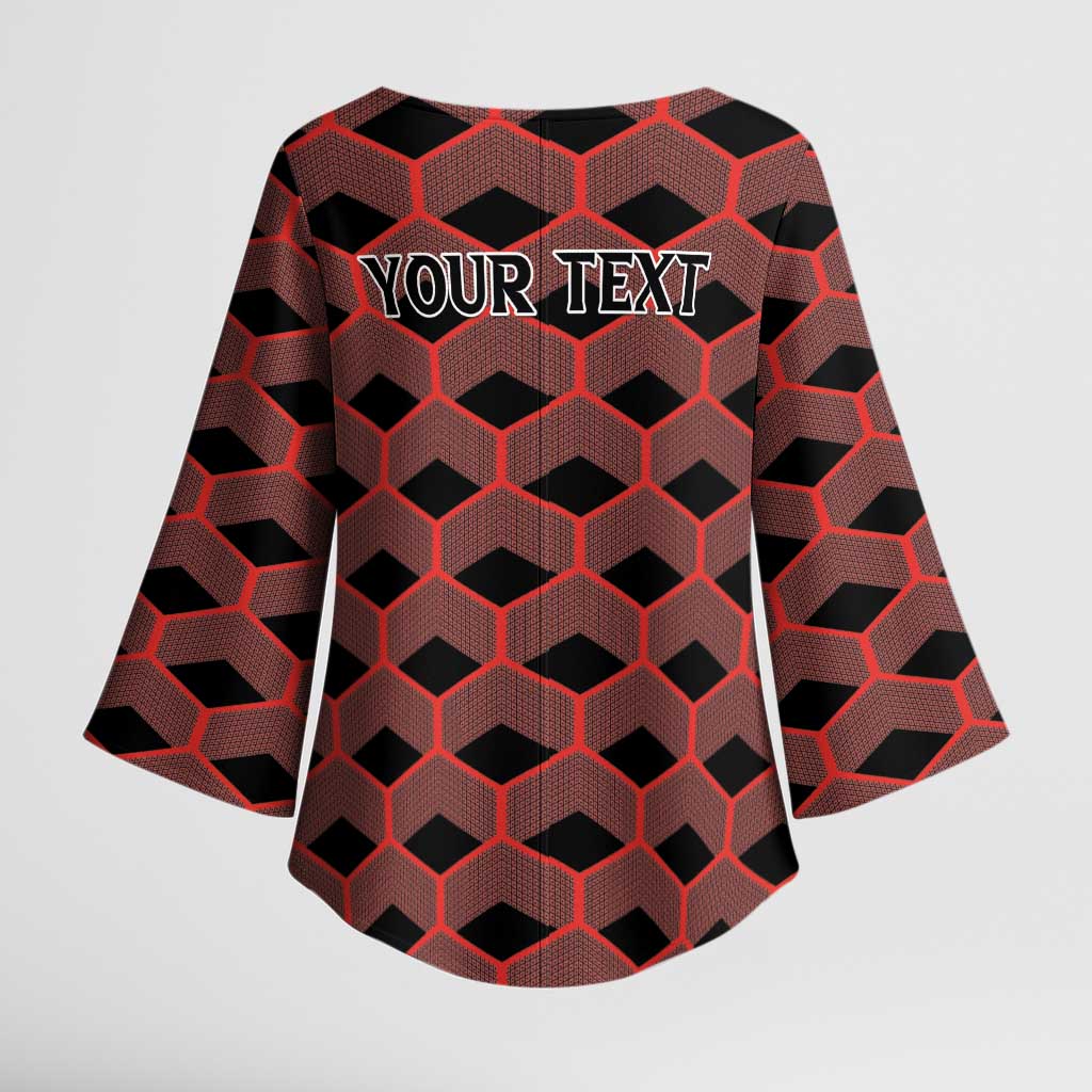 Personalized Kenya Athletics Black Jersey Kimono Sleeve Blouse