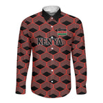 Personalized Kenya Athletics Long Sleeve Button Shirt Black Jersey - African Pride