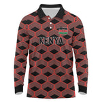 Personalized Kenya Athletics Long Sleeve Polo Shirt Black Jersey - African Pride
