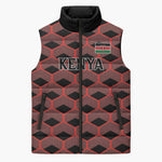 Personalized Kenya Athletics Black Jersey Sleeveless Puffer Jacket
