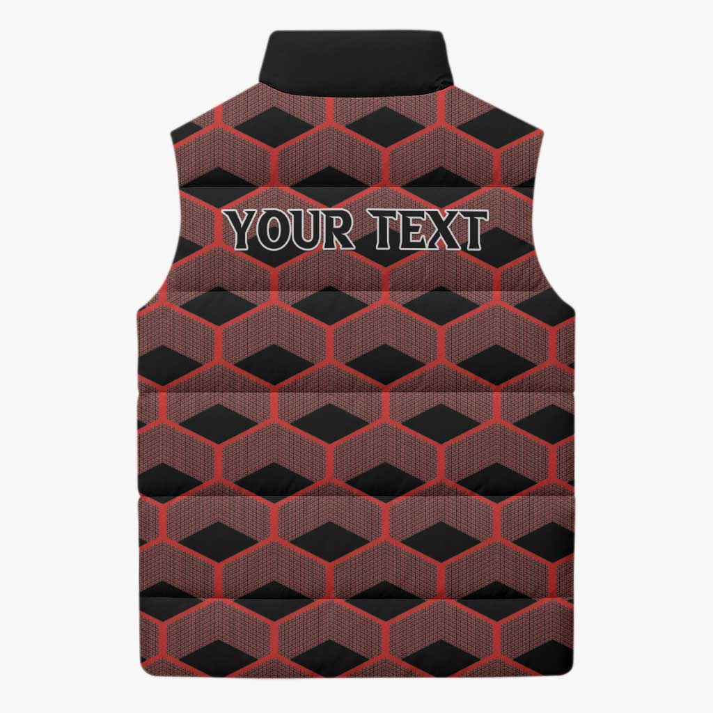 Personalized Kenya Athletics Black Jersey Sleeveless Puffer Jacket