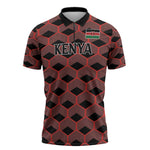 Personalized Kenya Athletics Black Jersey Zipper Polo Shirt