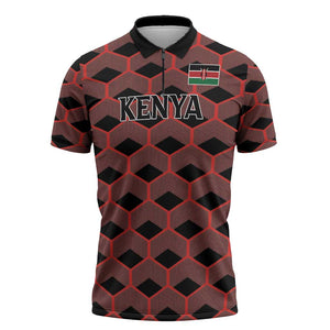 Personalized Kenya Athletics Black Jersey Zipper Polo Shirt