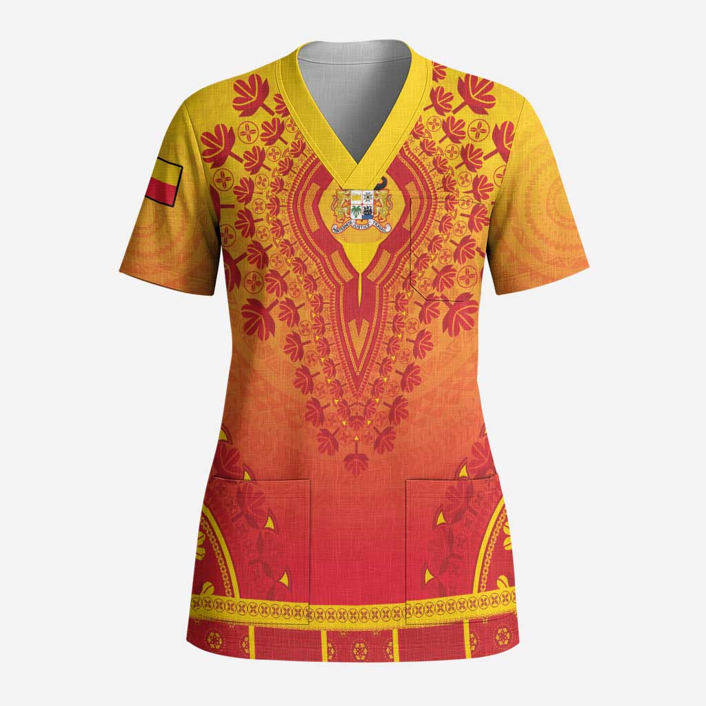 Personalized Benin African Dashiki Scrub Top - African Pride