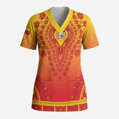 Personalized Benin African Dashiki Scrub Top - African Pride