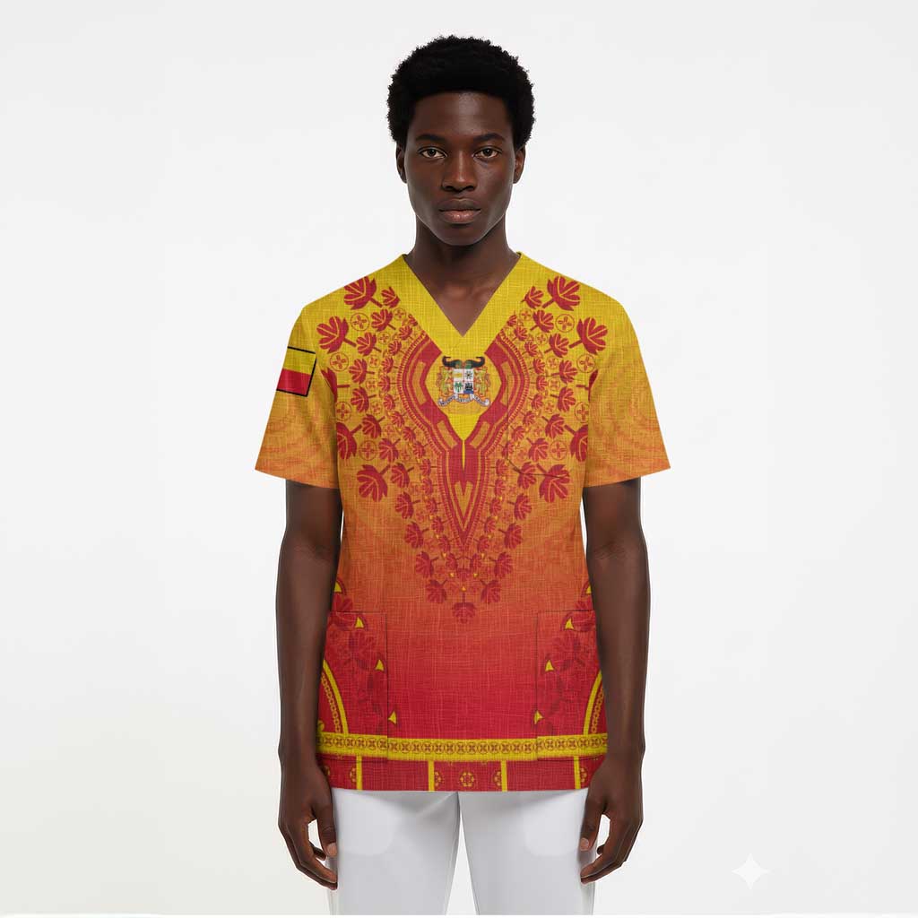 Personalized Benin African Dashiki Scrub Top - African Pride