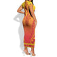 Personalized Afro Benin Short Sleeve Bodycon Dress African Dashiki Style - African Pride