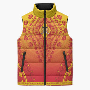 Personalized Benin African Dashiki Sleeveless Puffer Jacket