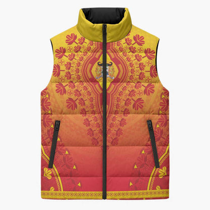 Personalized Benin African Dashiki Sleeveless Puffer Jacket