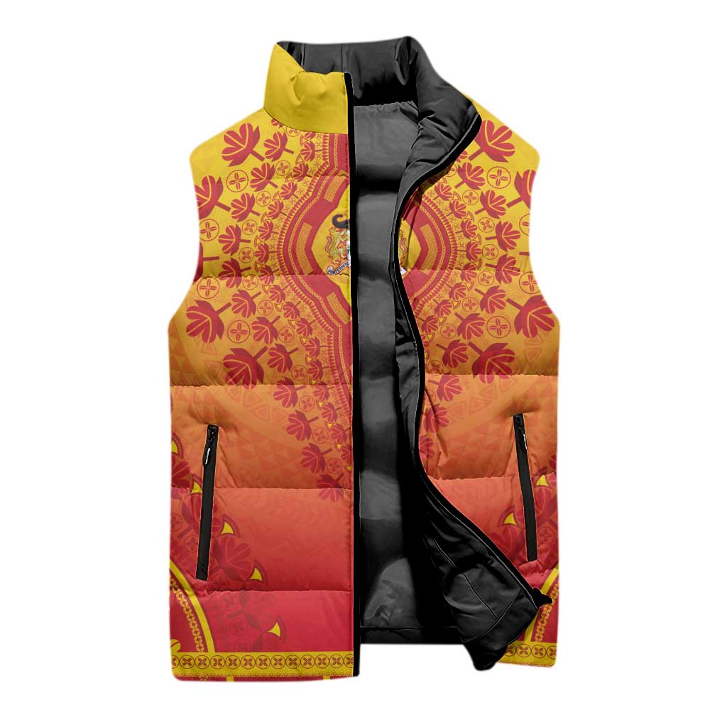 Personalized Benin African Dashiki Sleeveless Puffer Jacket