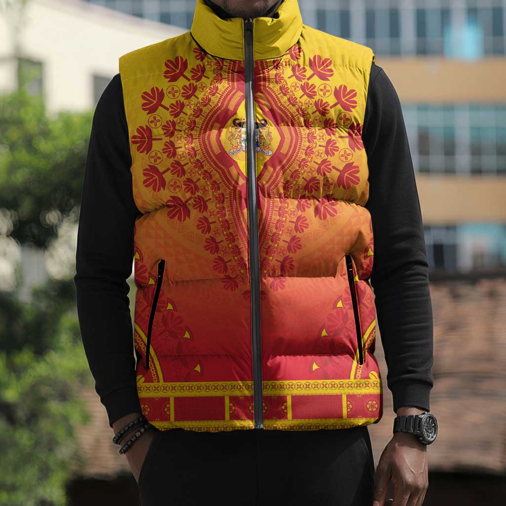 Personalized Benin African Dashiki Sleeveless Puffer Jacket