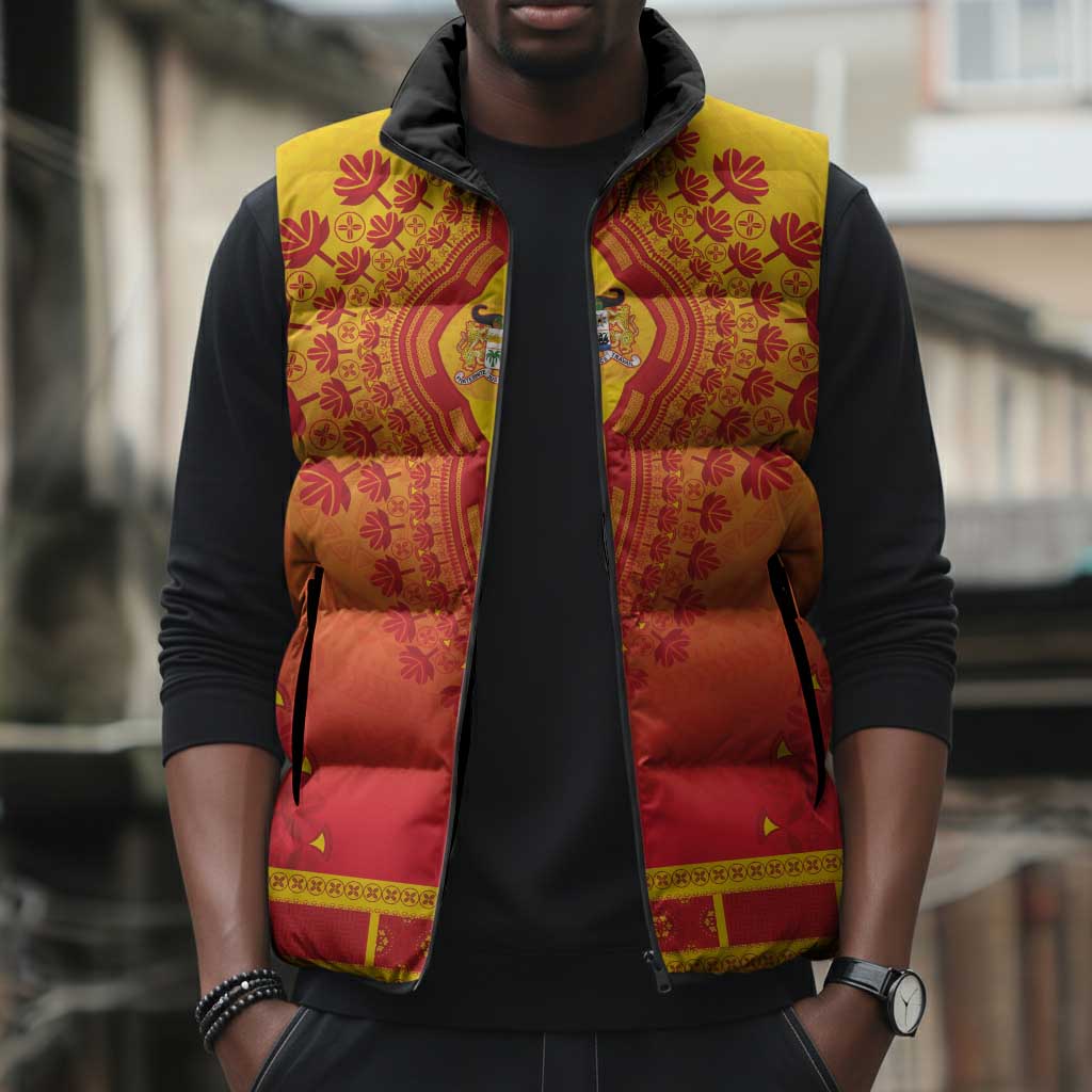 Personalized Benin African Dashiki Sleeveless Puffer Jacket