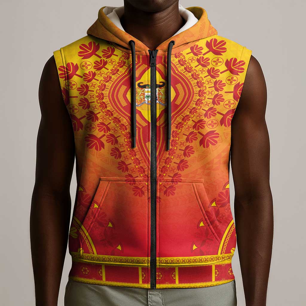 Personalized Afro Benin Sleeveless Zip Hoodie African Dashiki Style - African Pride
