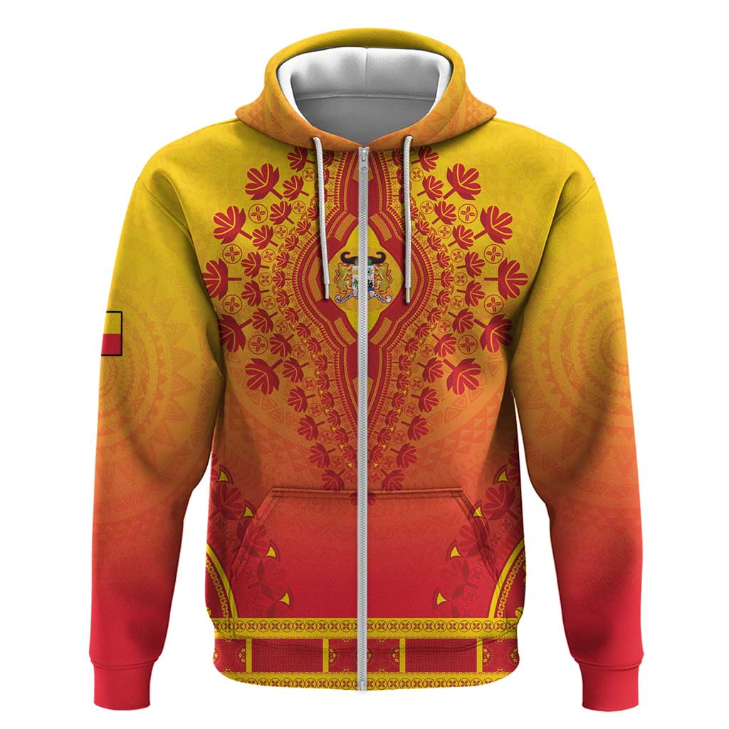 Personalized Afro Benin Zip Hoodie African Dashiki Style - African Pride