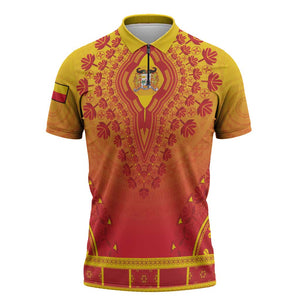Personalized Benin African Dashiki Zipper Polo Shirt
