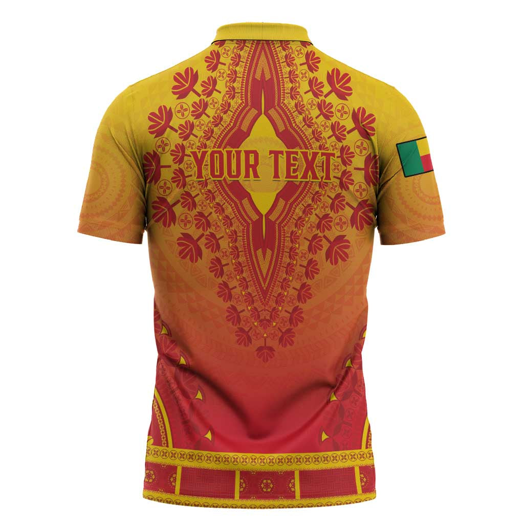 Personalized Benin African Dashiki Zipper Polo Shirt