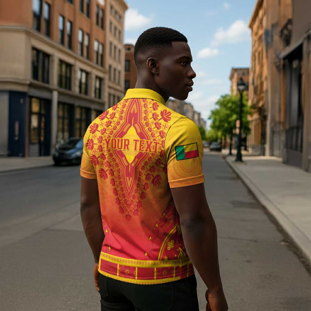 Personalized Benin African Dashiki Zipper Polo Shirt
