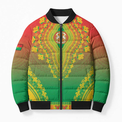 Personalized Burkina Faso African Dashiki Bomber Puffer Jacket