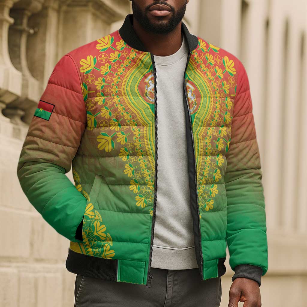 Personalized Burkina Faso African Dashiki Bomber Puffer Jacket