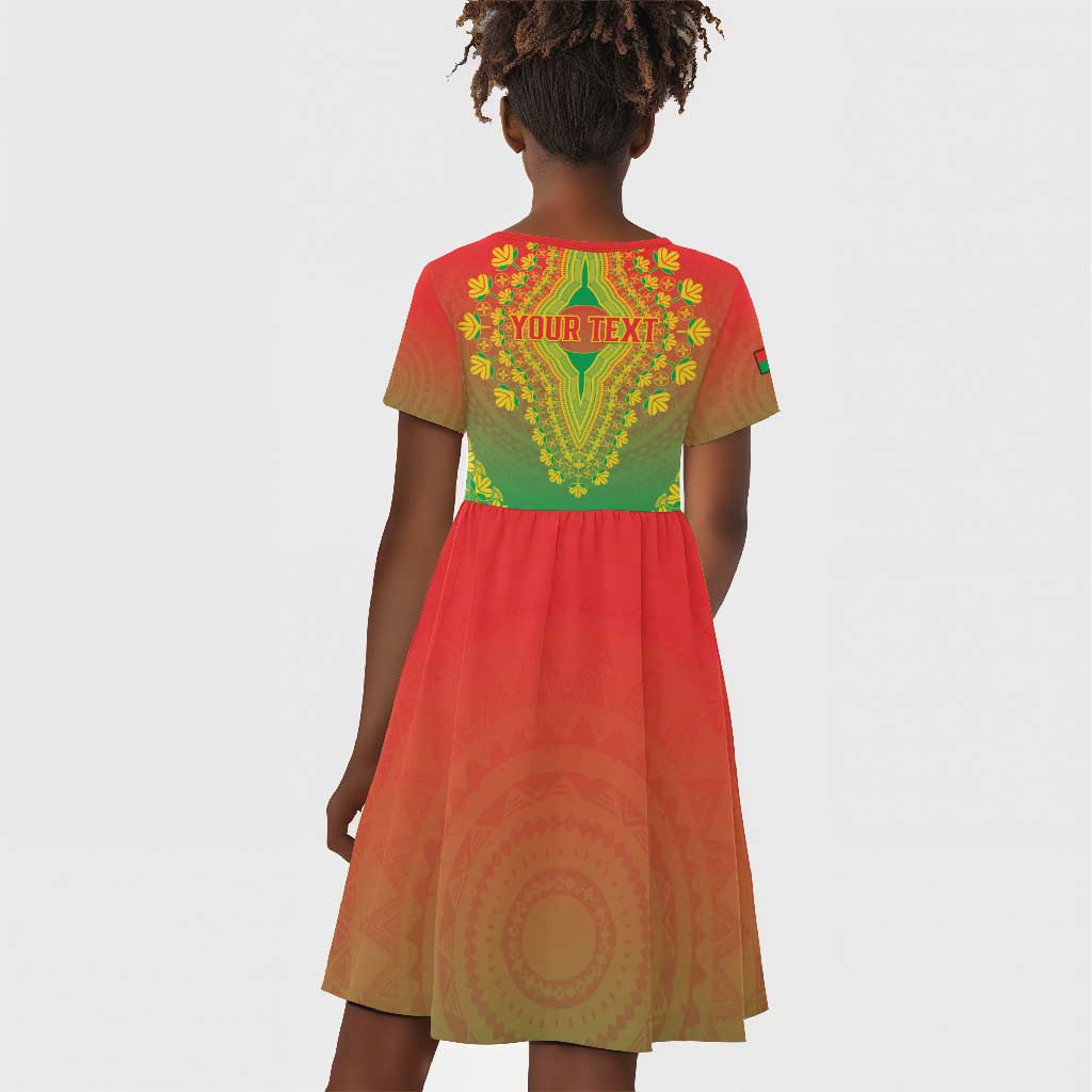 Personalized Afro Burkina Faso Kid Short Sleeve Dress African Dashiki Style - African Pride