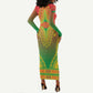 Personalized Afro Burkina Faso Long Sleeve Bodycon Dress African Dashiki Style - African Pride
