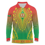 Personalized Afro Burkina Faso Long Sleeve Polo Shirt African Dashiki Style - African Pride