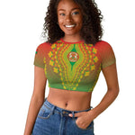 Personalized Afro Burkina Faso Raglan Cropped T shirt African Dashiki Style - African Pride