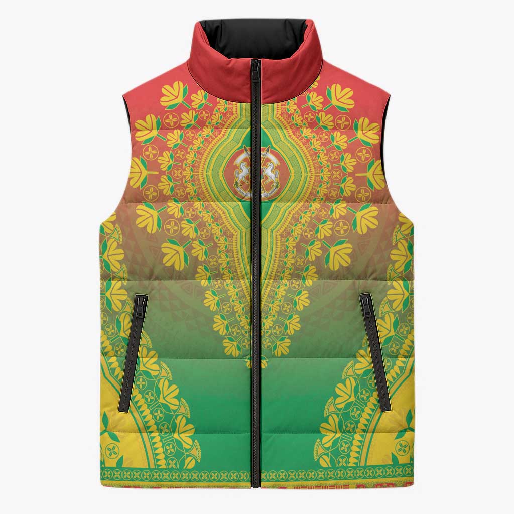 Personalized Burkina Faso African Dashiki Sleeveless Puffer Jacket