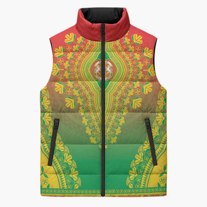 Personalized Burkina Faso African Dashiki Sleeveless Puffer Jacket