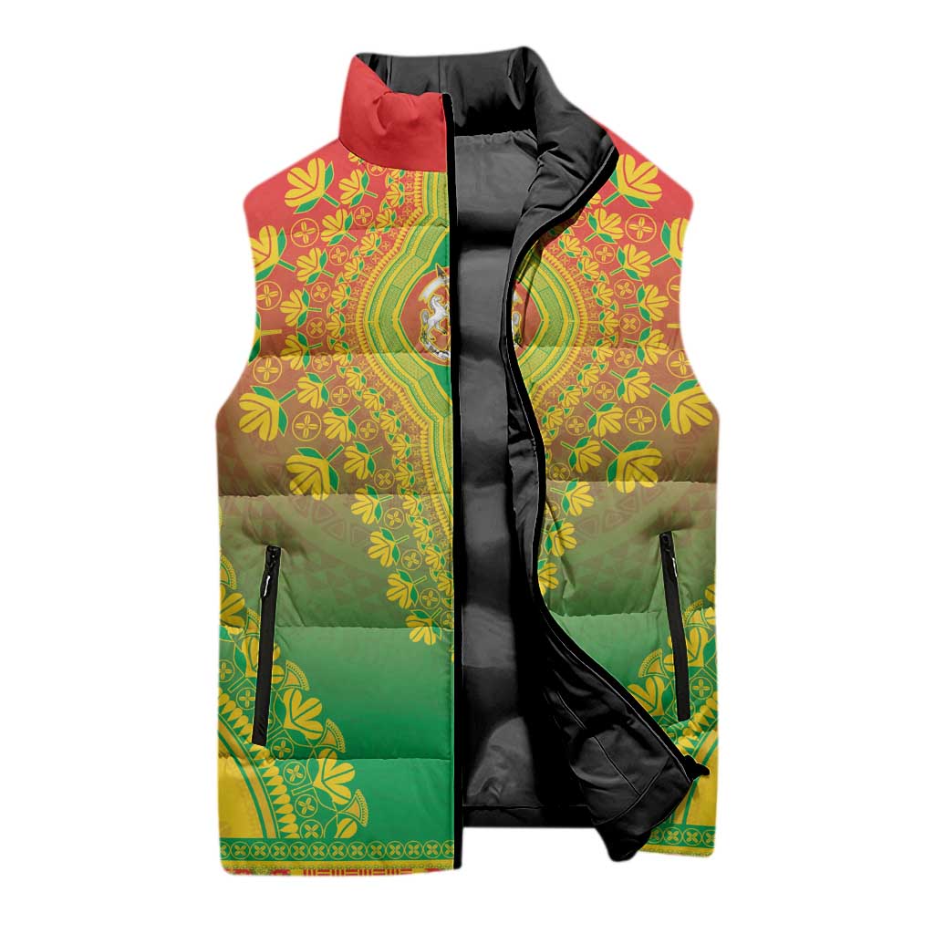 Personalized Burkina Faso African Dashiki Sleeveless Puffer Jacket