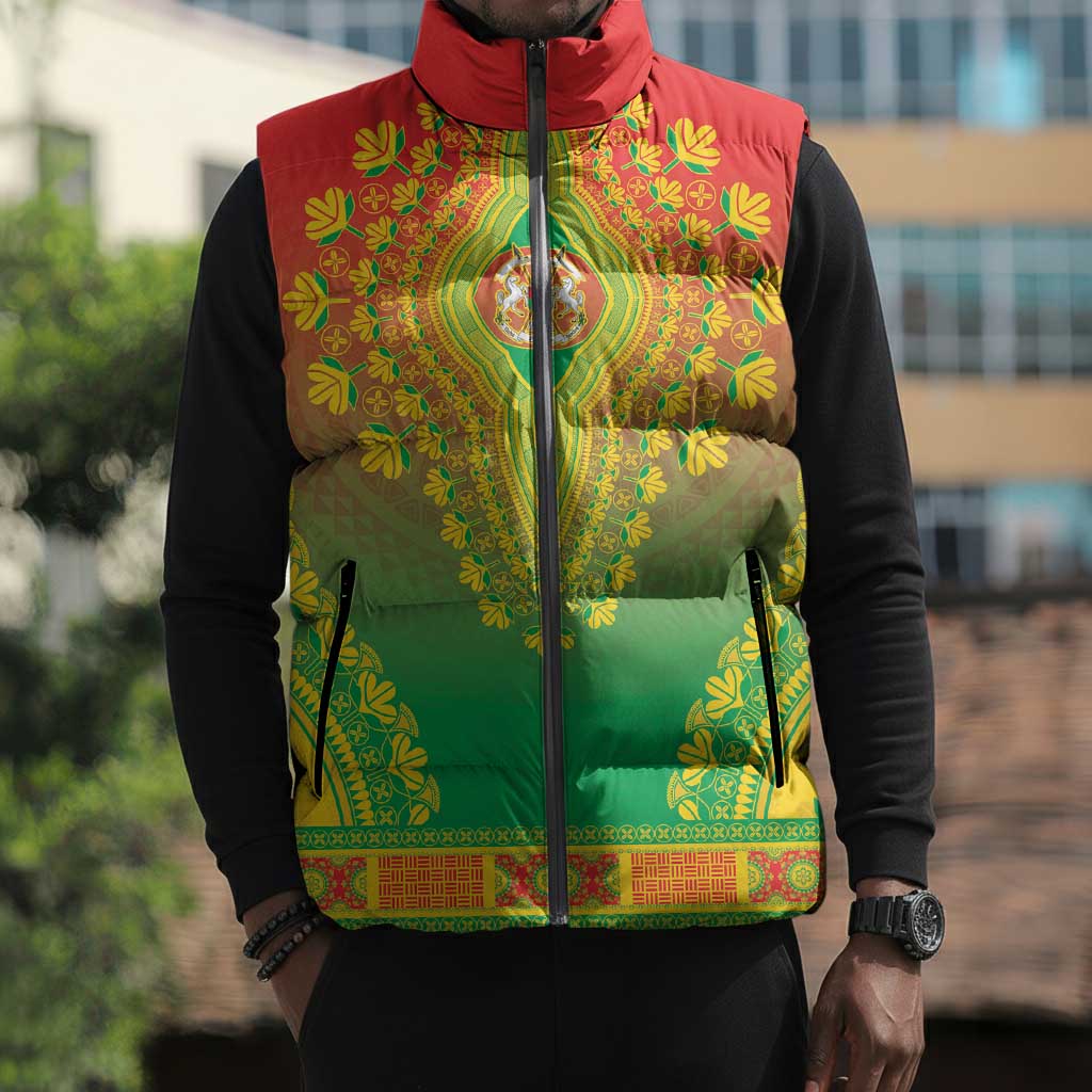 Personalized Burkina Faso African Dashiki Sleeveless Puffer Jacket