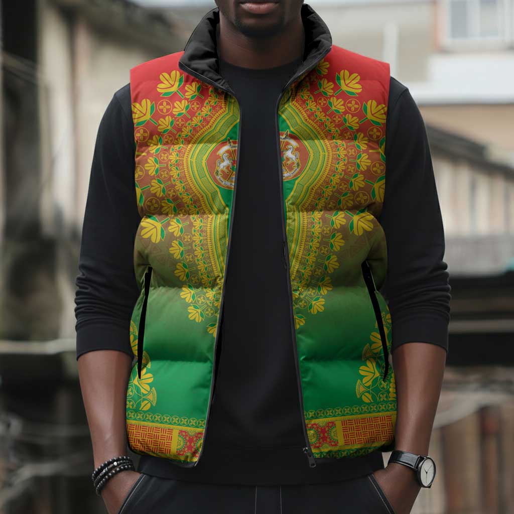 Personalized Burkina Faso African Dashiki Sleeveless Puffer Jacket