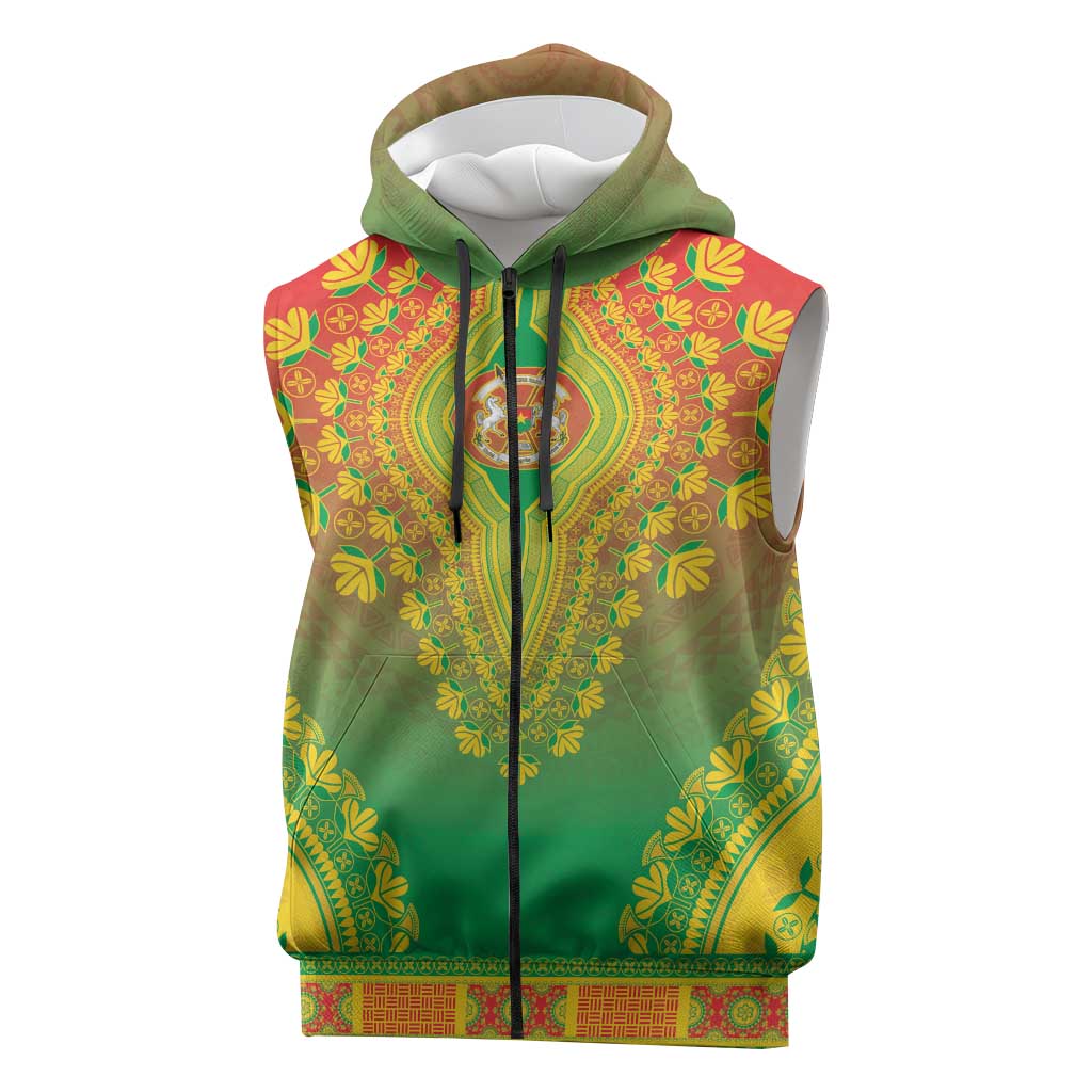 Personalized Afro Burkina Faso Sleeveless Zip Hoodie African Dashiki Style - African Pride
