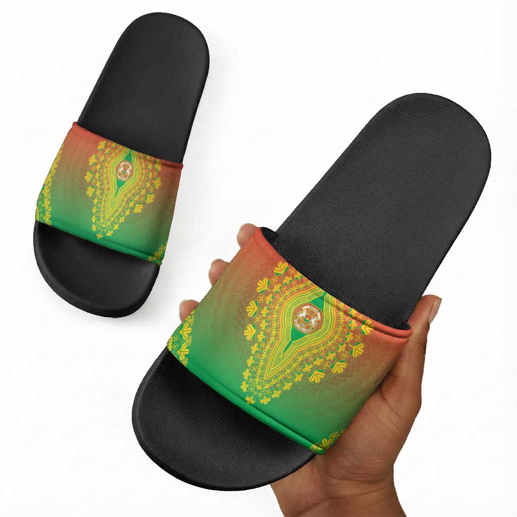 Burkina Faso African Dashiki Slide Sandals