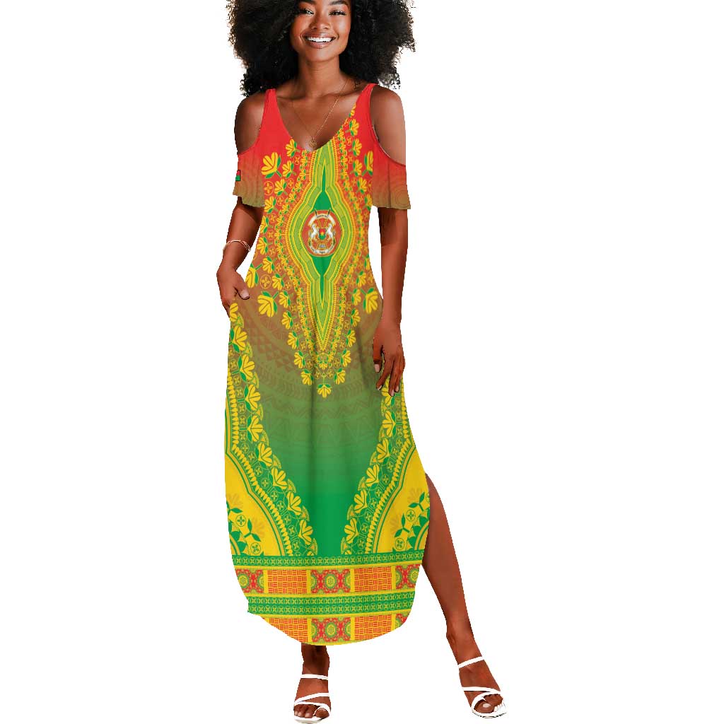 Personalized Afro Burkina Faso Summer Maxi Dress African Dashiki Style - African Pride