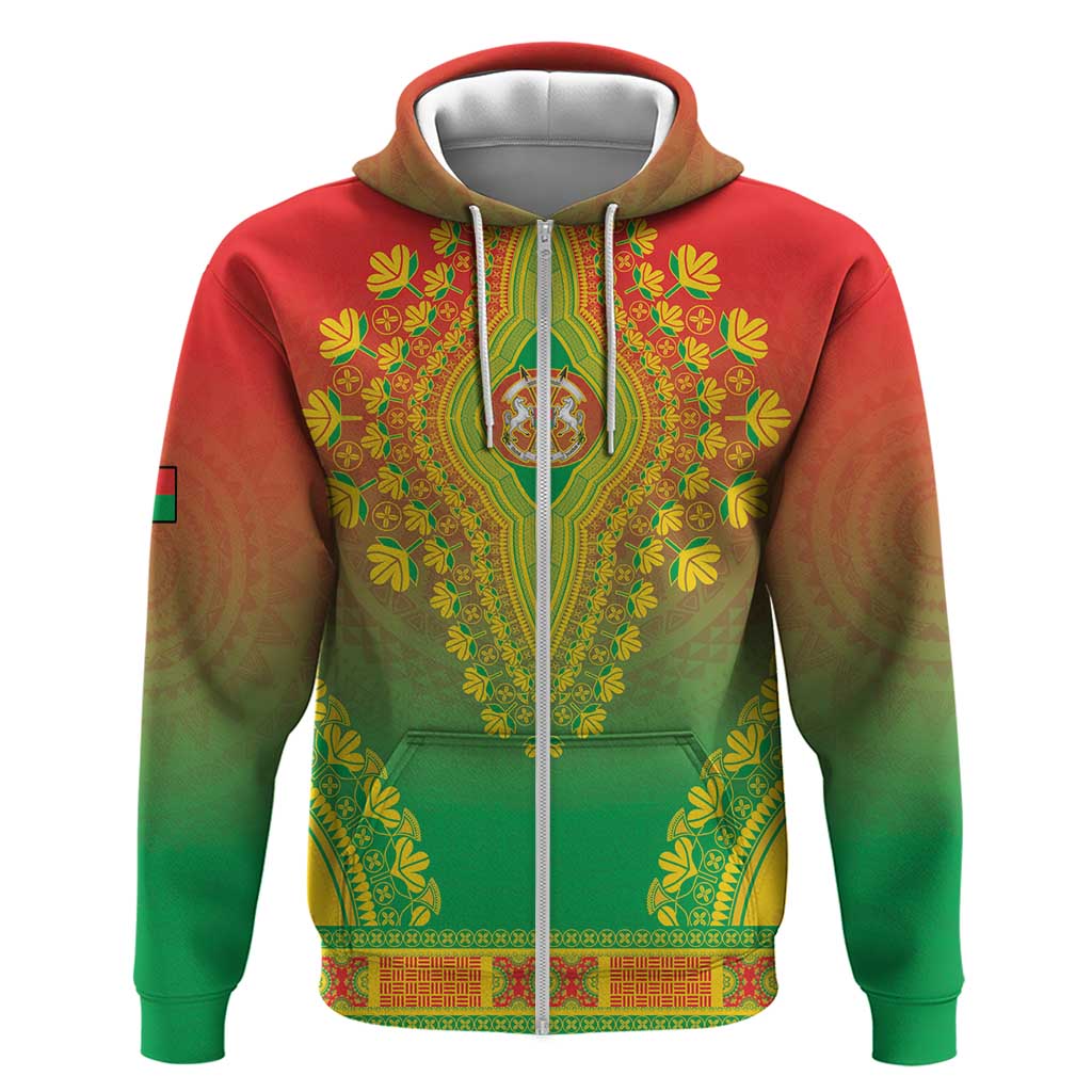Personalized Afro Burkina Faso Zip Hoodie African Dashiki Style - African Pride