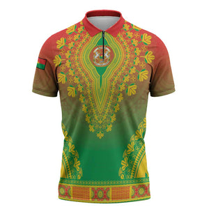 Personalized Burkina Faso African Dashiki Zipper Polo Shirt