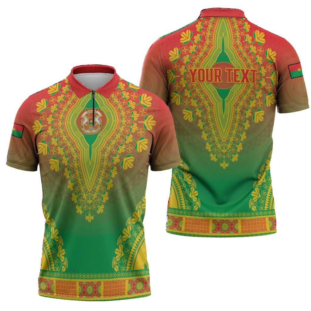 Personalized Burkina Faso African Dashiki Zipper Polo Shirt