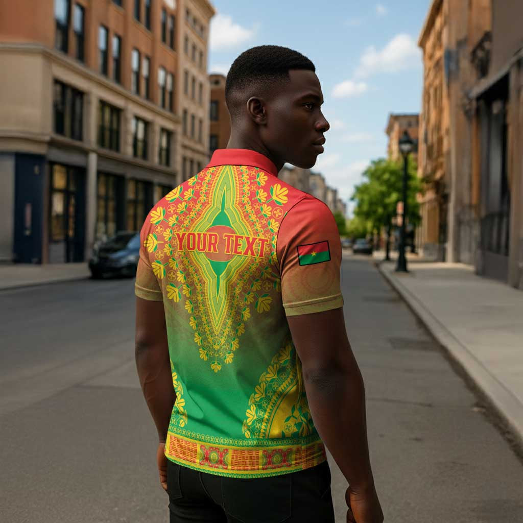 Personalized Burkina Faso African Dashiki Zipper Polo Shirt