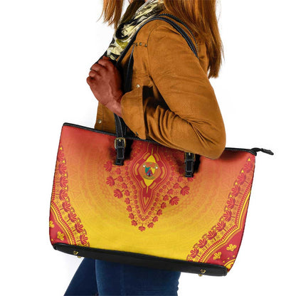 Afro Cameroon Leather Tote Bag African Dashiki Style - African Pride