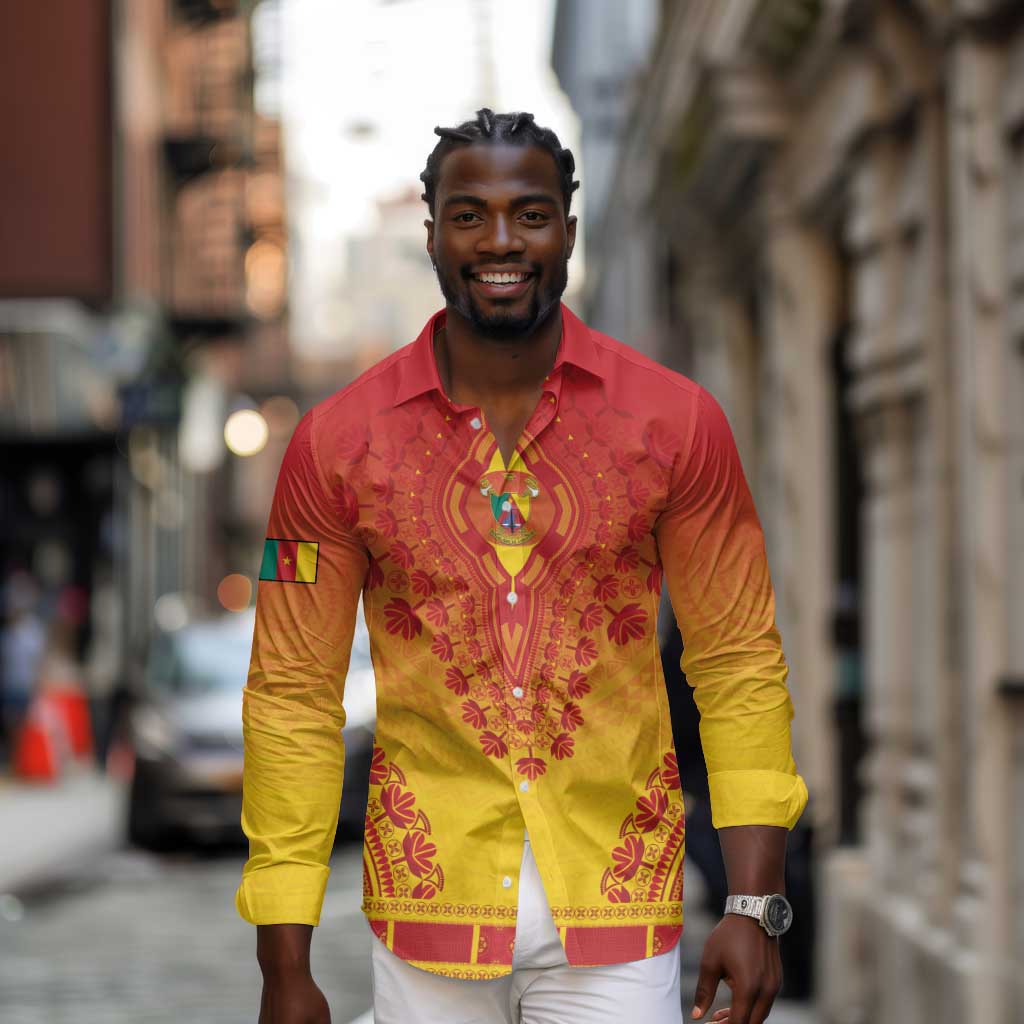 Personalized Afro Cameroon Long Sleeve Button Shirt African Dashiki Style - African Pride