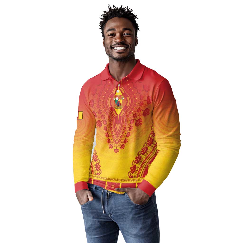 Personalized Afro Cameroon Long Sleeve Polo Shirt African Dashiki Style - African Pride