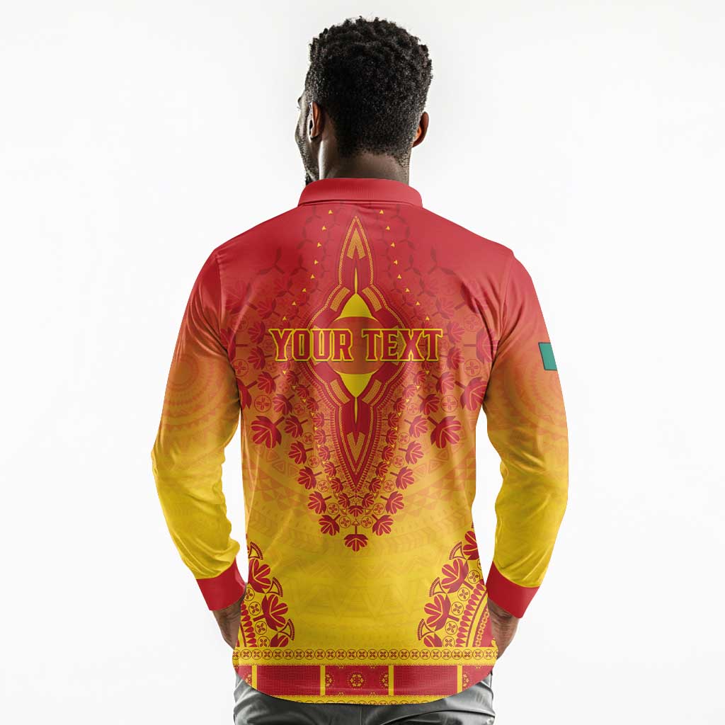 Personalized Afro Cameroon Long Sleeve Polo Shirt African Dashiki Style - African Pride