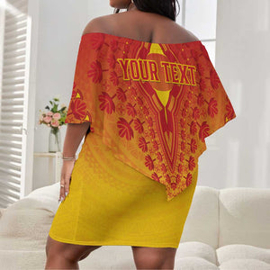 Personalized Afro Cameroon Off Shoulder Short Dress African Dashiki Style - African Pride