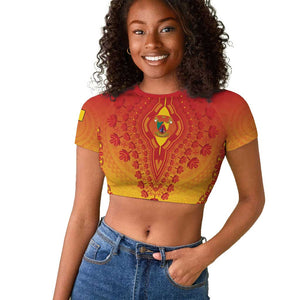 Personalized Afro Cameroon Raglan Cropped T shirt African Dashiki Style - African Pride