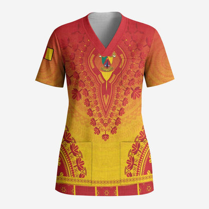 Personalized Cameroon African Dashiki Scrub Top - African Pride